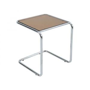 Oviala Table basse carrée L50 cm en métal et en verre marron
