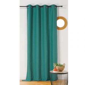 Homemaison Rideau &agrave; l'aspect textur&eacute; en bouclette coton bleu sarcelle 260 x 140