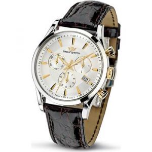 Philip Watch Montre pour homme en AcierCuir V&eacute;ritable en forme de round de forme Rond, couleur : BLANC, fonctionnalit&eacute;s : 3 ATM - 0.071 g - R82719080