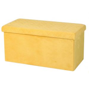 Urban living Banc de rangement pliable en velours "Kube" - Jaune - L 76 x P 37,5 x H 37,5 c