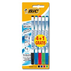 Bic 5 marqueurs effaçable encre assortis pointe ogive fine