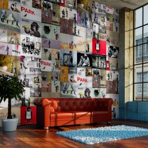 Image de Artgeist Papier peint - Banksy - a collage 50x1000