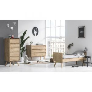 VOX Chambre complète lit évolutif 70x140 - commode à langer - chiffonnier Vintage - Bois