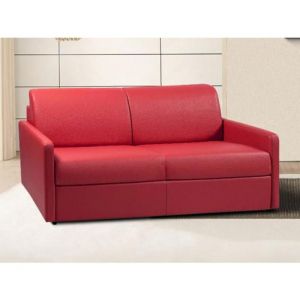 Canap&eacute; 2 places convertible express en simili rouge - Couchage 120 cm - Matelas 18 cm CALIFE