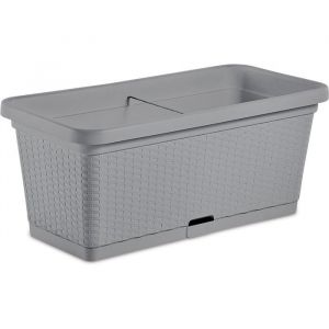Stefanplast Bac a fleur NATURAL - 66 L - 80x40x34h cm - Gris pierre