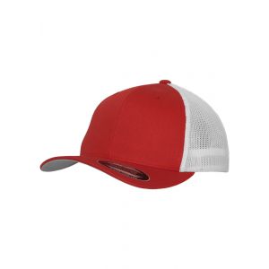 Flexfit Mixte M&uuml;tze Mesh Trucker 2-Tone Casquette, Multicolore (Rouge/Blanc), L-XL EU