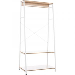 Décoshop26 Meuble de rangement entrée porte-vêtements étagère penderie en bois et métal blanc