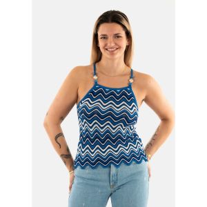Morgan Top en maille imprimé bleu electrique femme - Taille M