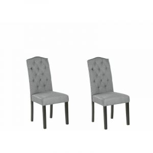 Beliani Lot de 2 chaises en tissu capitonné gris SHIRLEY