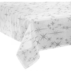 Image de Féérie Lights & Christmas Nappe étoiles de Noël Caneva L 140 x l 360 cm Blanc et argent La maison des couleurs