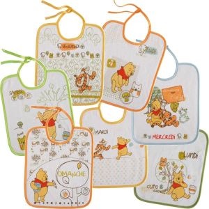 Babycalin 7 bavoirs Winnie l'Ourson fermeture à lacets