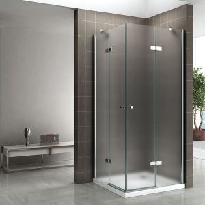 MAYA Porte de douche d'angle H 190 cm verre 6 mm opaque 100 x 100 cm + receveur