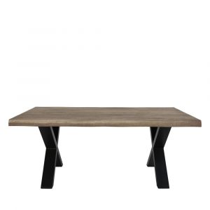 Table basse en métal et bois foncé