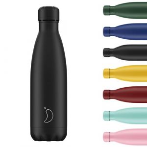Chilly's Bouteille d'eau - Acier INOX et r&eacute;utilisable - &Eacute;tanche, sans Condensation - Tout Noir - 260ml
