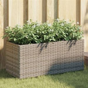 Image de VidaXL Jardini&egrave;re avec 2 pots gris 72x30x32 cm r&eacute;sine tress&eacute;e, jardini&egrave;re d'ext&eacute;rieur, bac &agrave; fleurs, bac &agrave; tomates, jardini&egrave;re de terrasse