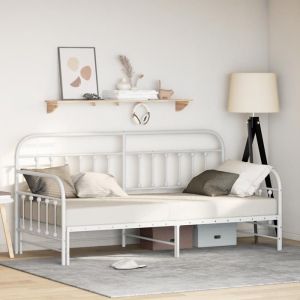 VidaXL Cadre de lit blanc avec lit gigogne 90x190 cm en acier