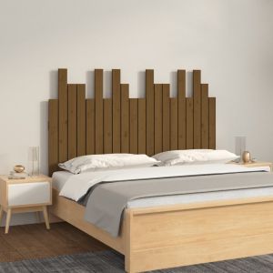 VidaXL T&ecirc;te de lit murale Marron miel 127,5x3x80 cm Bois massif de pin