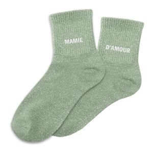 Sud trading Chaussettes Paire de chaussettes Mamie d'Amour d&eacute;pareill&eacute;es vertes