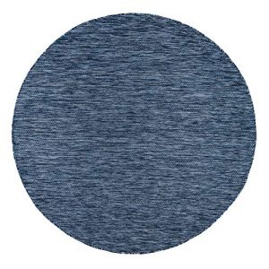 Image de Paco Home - Tapis Extérieur Rond Résistant Intempéries Balcon Terrasse Cuisine Monochrome Bleu, 200 cm rond