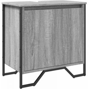 VidaXL Armoire lavabo de salle de bain sonoma gris 60x35x60 cm, placard lavabo de salle de bain, meubles de salle de bain, meuble de rangement sous lavabo