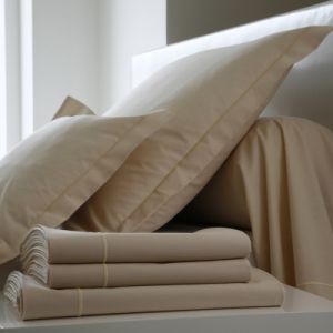 Blanc des vosges Uni 57 Fils Housse de Couette - Coton - Ivoire - 200x200 cm