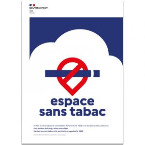 Panneau 'Espace sans tabac' – Décret 2025-582 – adhésif – Format 15x21 cm