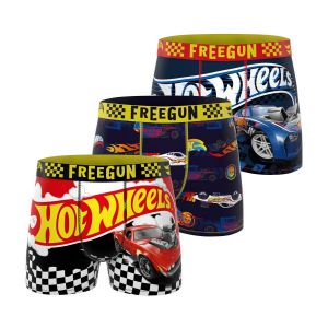 Freegun Boxer Enfant Hot Wheels, Caleçon Garçon Originale, Ultra-Doux et Respirant (Lot de 3) 8 ans/10 Ans