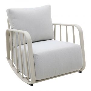 Made In Meubles - Rocking chair en aluminium pour jardin couleur taupe Zion