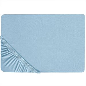 Beliani Drap-housse en coton 160 x 200 cm bleu clair
