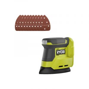 Ryobi Pack Ponceuse triangulaire RPS18-0 - 18V OnePlus - sans batterie ni chargeur - Lot de 10 feuille abrasive SCS10A - Grain 60, 80 et 120