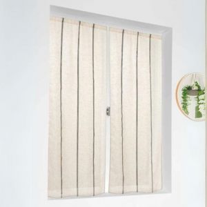 LINDER Paire de vitrages Jeanne Lin et Noir en 60x160cm