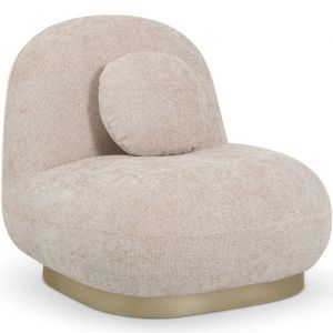 Privatefloor Fauteuil Design Courbe Style Contemporain Rembourr&eacute; en Chenille - Larry Beige