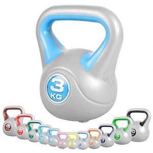 Image de Gorilla Sports Kettlebells plastique STYLISH de 2 à 20 KG - haltères russes - Poids : 3 KG