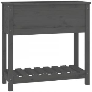 VidaXL Jardini&egrave;re avec &eacute;tag&egrave;re Gris 82,5x34,5x81 cm Bois massif de pin