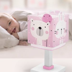 Dalber Lampe de chevet ou de table enfant Baby Jungle Rose Animaux de la jungle, 63111NS, G4 - LED 4 W - Ampoule incluse