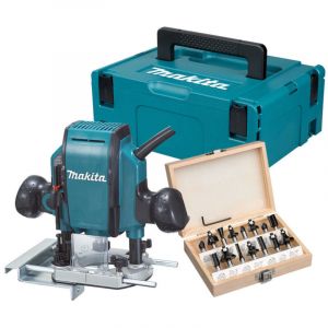 Makita Pack D&eacute;fonceuse 900W RP0900 + Coffret 12 fraises carbure SCID + Coffret Makpac 2