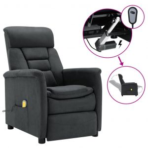 Image de VidaXL Fauteuil de massage électrique Gris foncé Similicuir daim