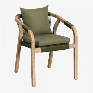 Chaise de Jardin avec Accoudoirs en Bois d'Acacia Duba&iuml; SKLUM Vert Militaire Clair 80,5 cm