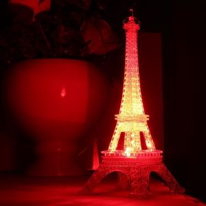 Getek Veilleuse Tour Eiffel - LED Acrylique Blanc - 100x100x250mm - 3 piles incluses