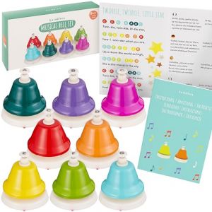 Cloches à Main Colorées à 8 Notes avec Partition & Coffret Cadeau pour Bébés & Enfants - Cloches Musicales Montessori - Cadeau de