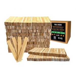 PINI Allume-bois de chauffage en bois de ch&ecirc;ne 15 kg Bois d'allumage pour chemin&eacute;e, barbecue, feu de camp, brasero
