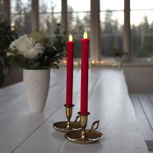 Set de 2 bougies chandelles cire rouge