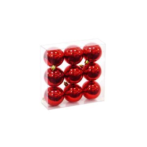 Wadiga Set de 9 boules de Noël rouges 6cm