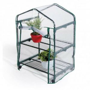 Image de VERDELOOK | Serre rectangulaire avec 2 &eacute;tag&egrave;res sans roulettes avec b&acirc;che PVC transparente, 69x49x92 cm, serre de jardin et de balcon, pour la protection des plantes, l'hiver, pour le jardinage