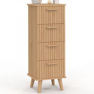 Idmarket Meuble d'appoint 4 tiroirs juliette 30 cm chiffonnier lattes tasseau bois coloris chêne