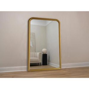 Image de Grand miroir en bois de paulownia - L. 120 x H. 190 cm - Doré effet laiton- HELOISE