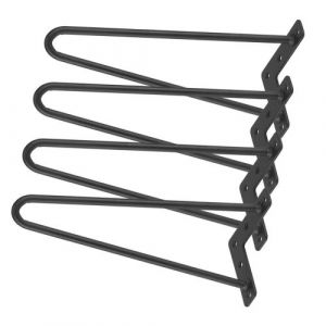 Lot 4 Pieds En &Eacute;pingle &Agrave; C veux design fixe acier noir, 30 cm