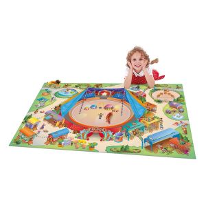 House of Kids Tapis enfant jeu circuit CONNECTE CIRQUE multicolore 100x150, par, Tapis pour enfant