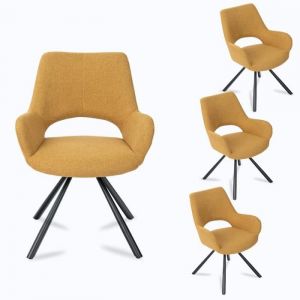 Lot de 4 chaises de Salle &agrave; Manger Scandinave Chaise Crois&eacute;e beth en tissu jaune - Meubles Cosy