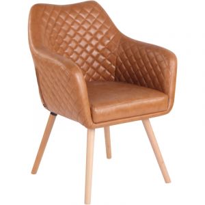 CLP Chaise de salle &agrave; manger Gent Similicuir, Marron clair/Nature